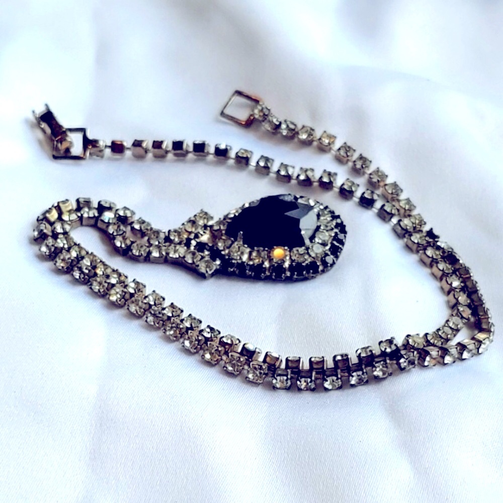 Vintage Rhinestone and Crystal Necklace - Picture 1 of 6